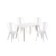Juego de comedor mesa rectangular 120x80 + 4 Sillas Tolix Blanco