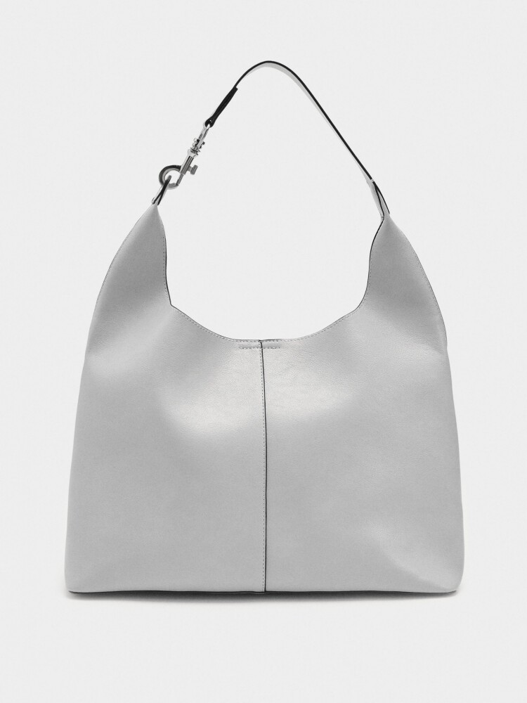 Bolso Liso Estilo Hobo gris