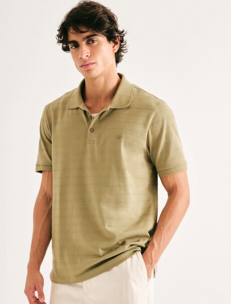 CAMISETA TIPO POLO CON RAYAS TEXTURIZADAS MARRÓN