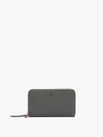 Cartera Textura Suave Con Cierre De Cremallera gris