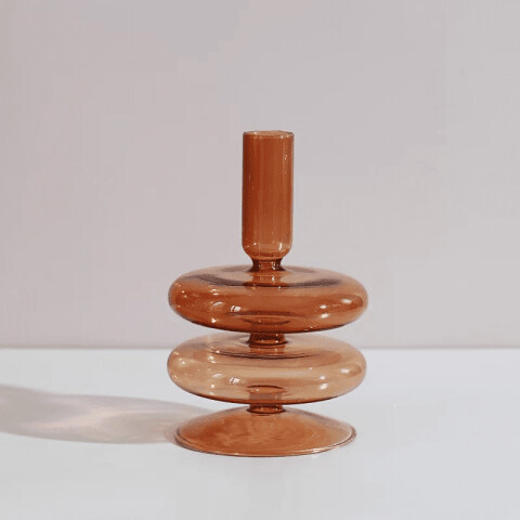 Porta velas de vidrio en colores ancho amber