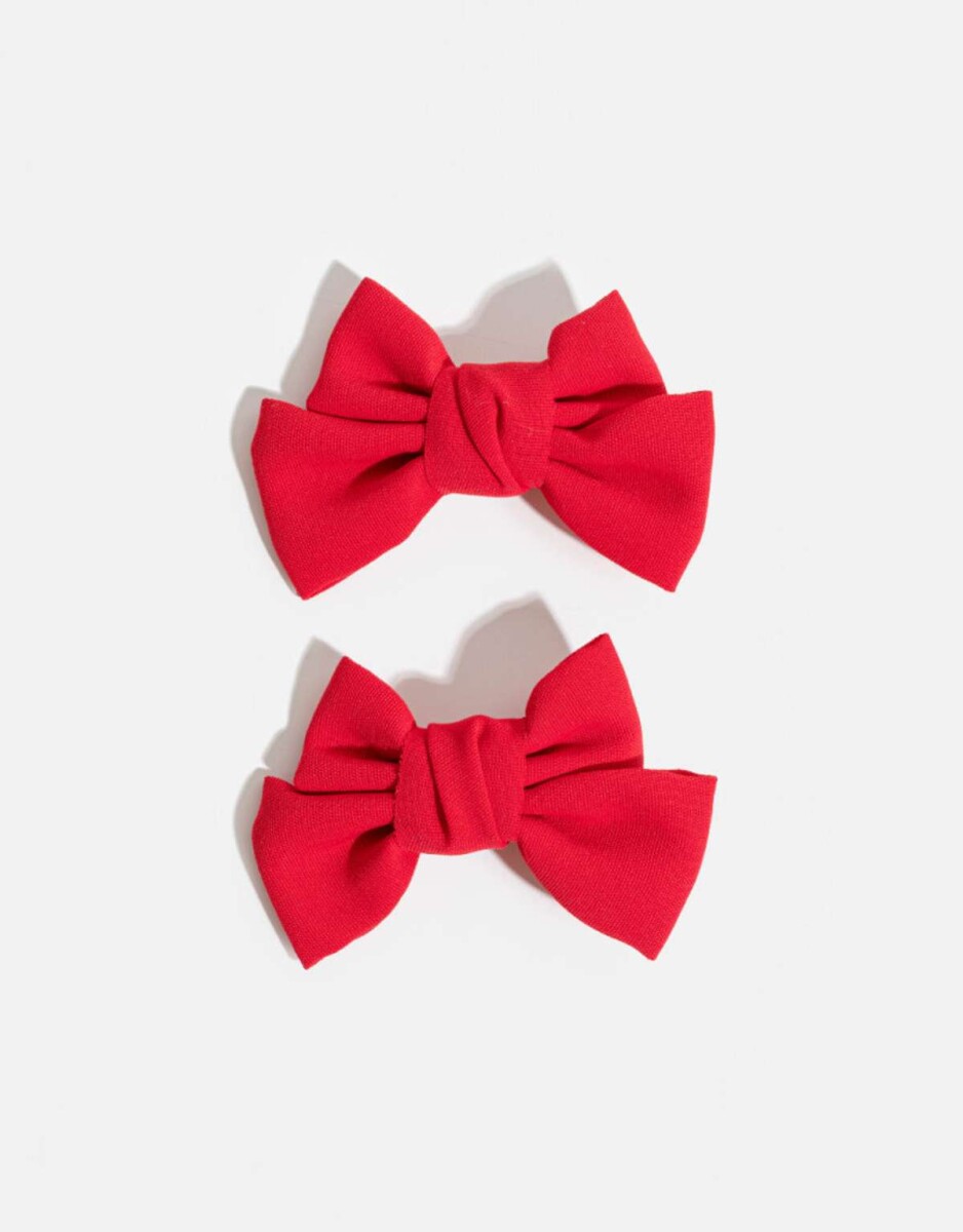 Set De Horquillas Con Moños - Rojo Cereza 