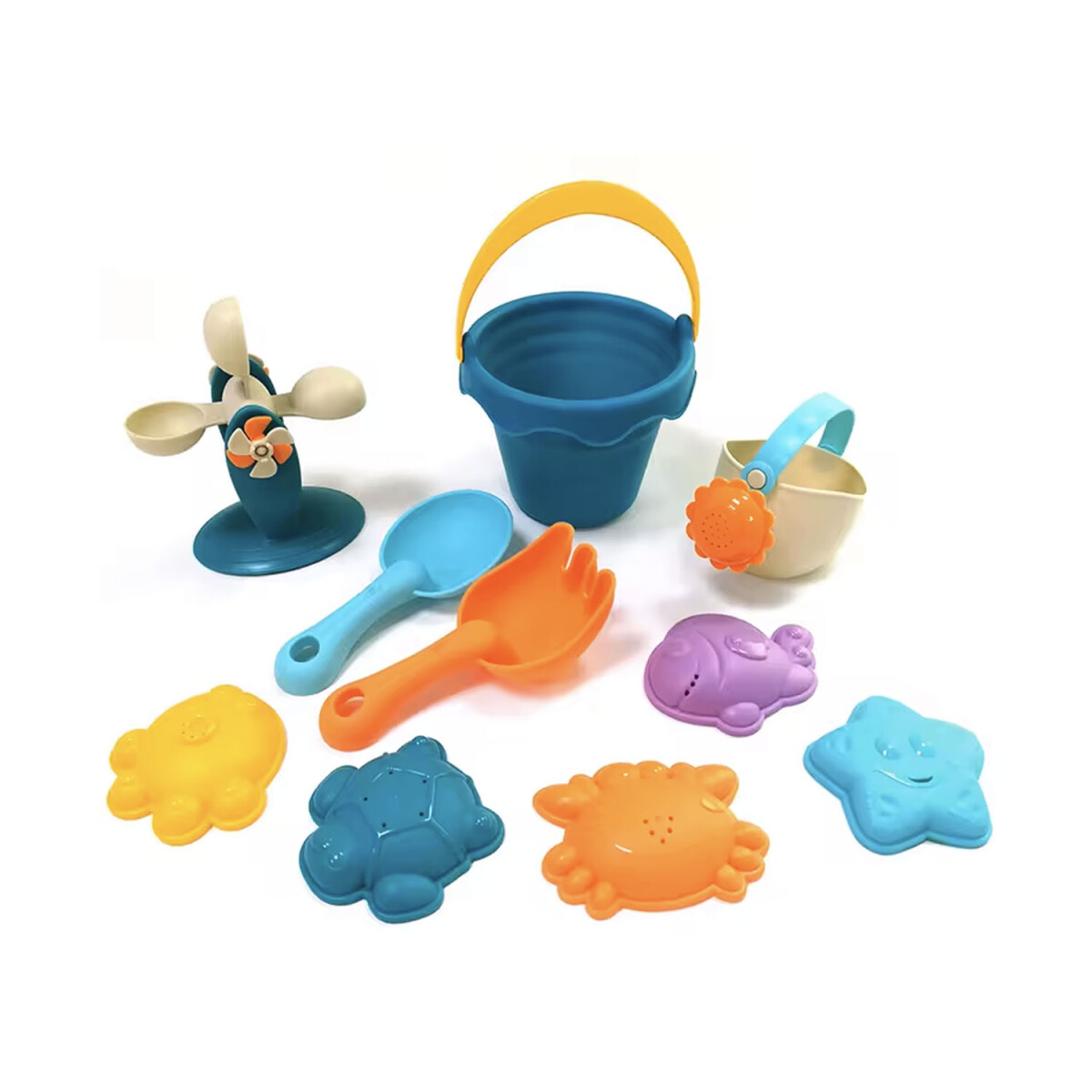Set de Juguetes para Playa 10pcs Balde Palas Moldes Huanger - Multicolor 