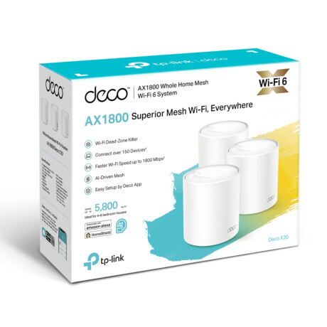 Tp-link - Deco X20 X3. Router Mesh. Wifi Inteligente. Doble Banda Hasta 370M2. 2 X Puertos Gigabit. 001