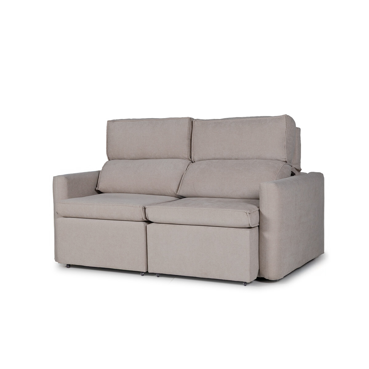 Sofá Santiago (Rebatible) - Tela Microfibra - 2 cuerpos - TC 1010 (Beige) 