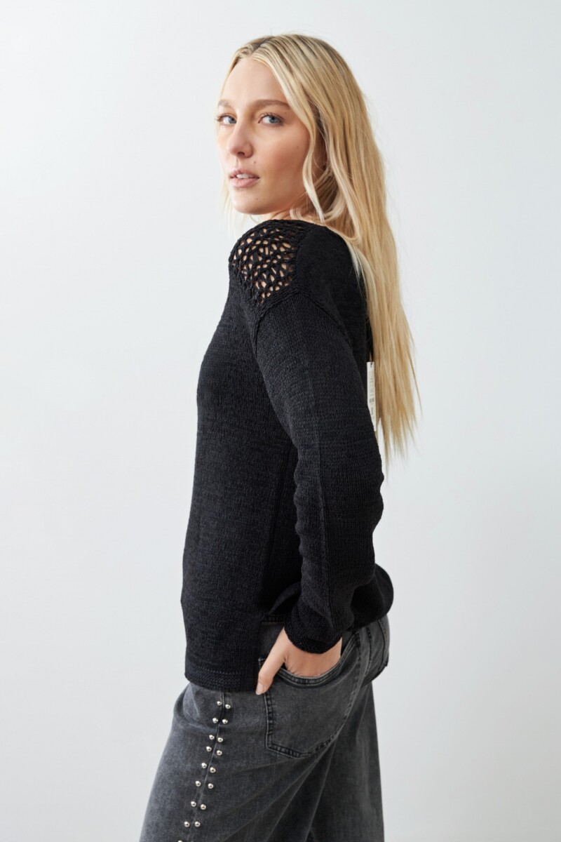 Sweater cinta calado negro