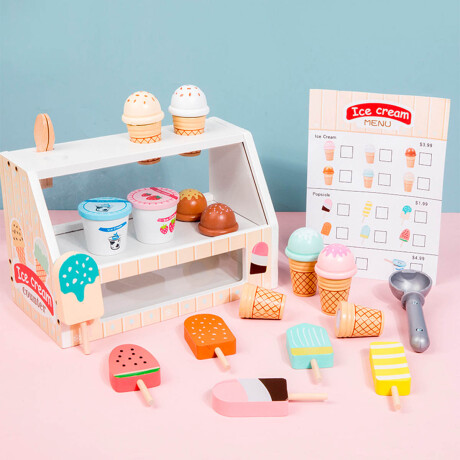 Puesto Helados Madera Imitación Heladería Juguete Puesto Helados Madera Imitación Heladería Juguete