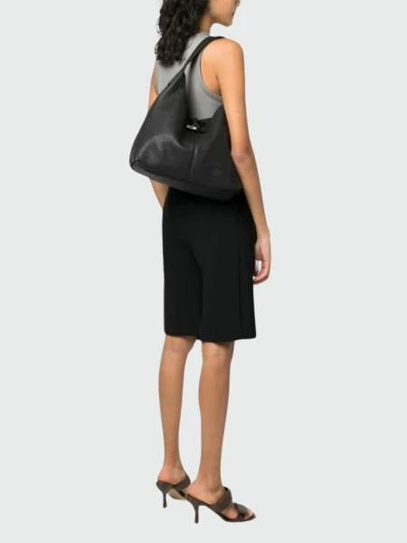 Longchamp -Cartera de cuero flexible Roseau Essential Negro