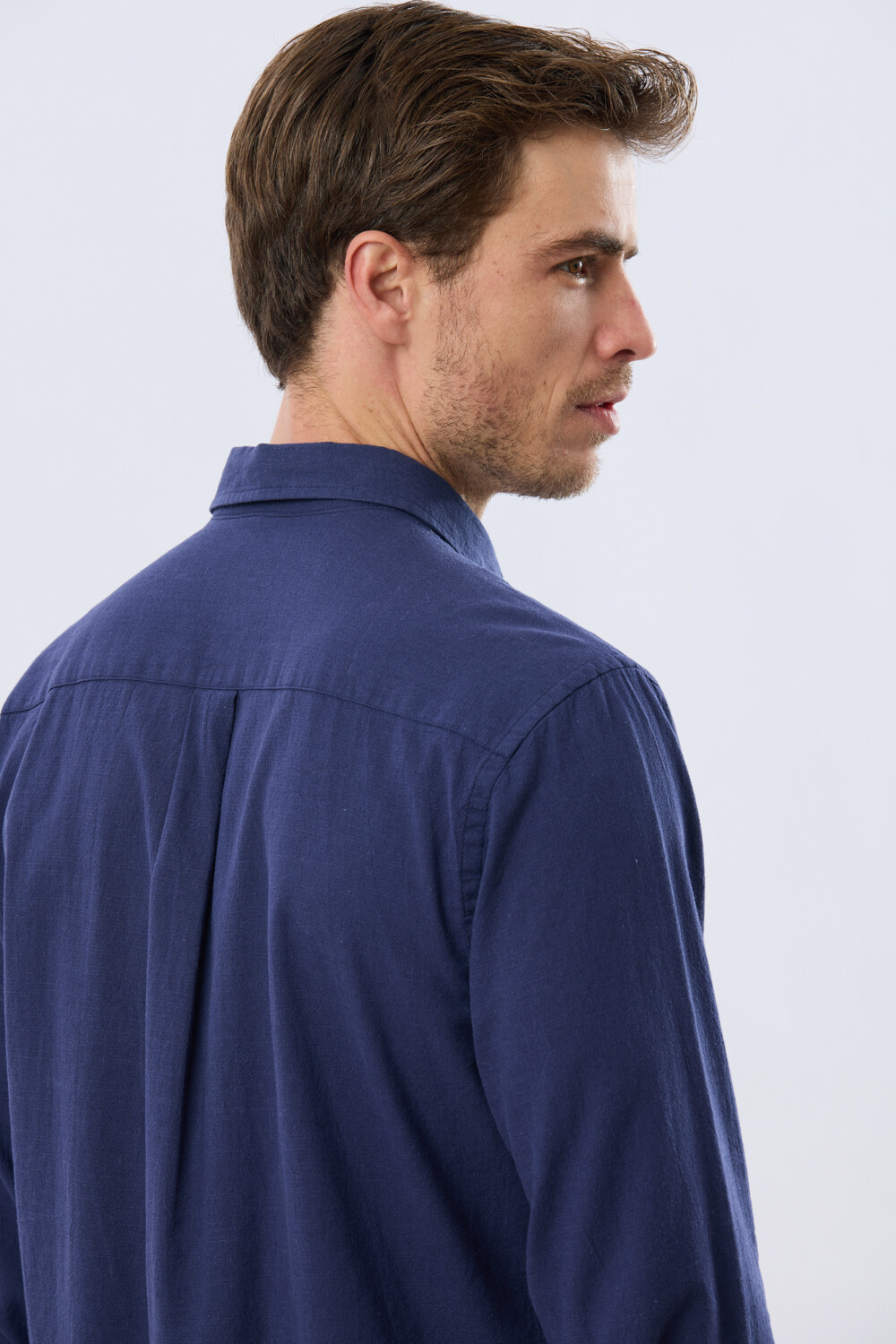 CAMISA LISA DE LINO Azul