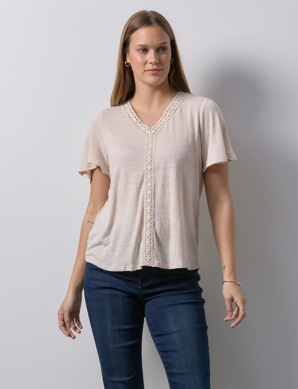Remera Crochet BEIGE CLARO