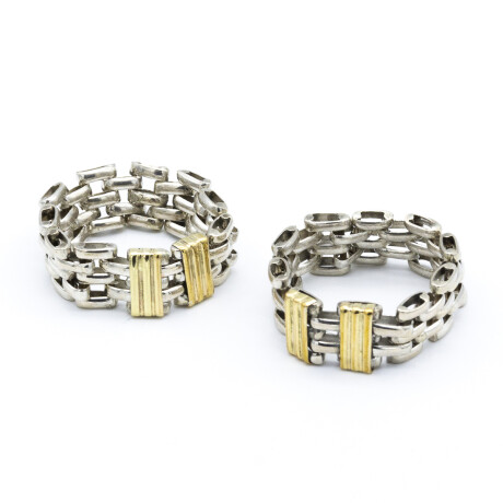 Anillo de plata 925 y double en oro 18 ktes, PANTER. Anillo de plata 925 y double en oro 18 ktes, PANTER.
