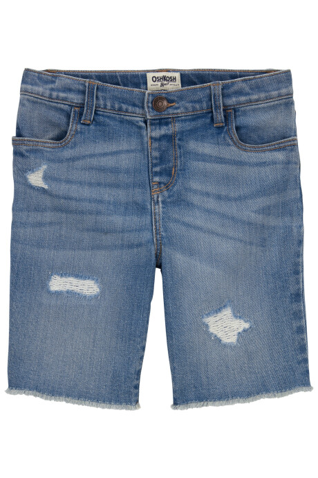 Bermuda jean con rasgado Sin color