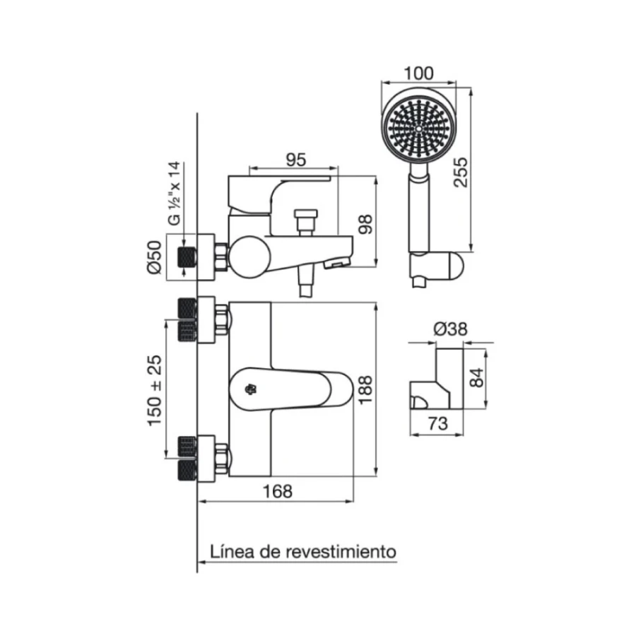 Grifería de Ducha Monocomando Exterior con Transferencia Cromado Línea Dalia Grifería de Ducha Monocomando Exterior con Transferencia Cromado Línea Dalia