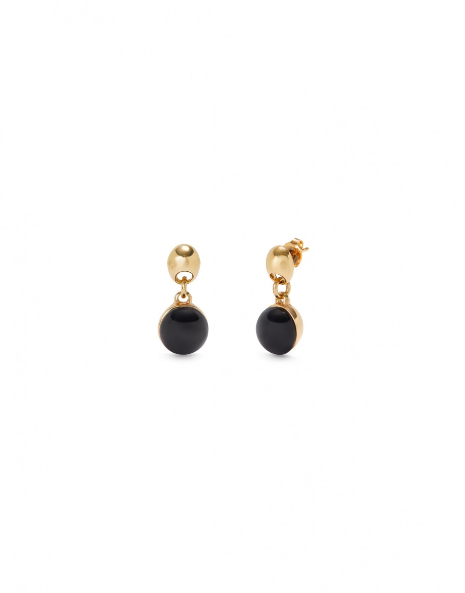 PENDIENTES EN ALEACIAÓN DE METALES BAÑADA EN ORO 18K CON MURANO NEGRO - Pendiente 