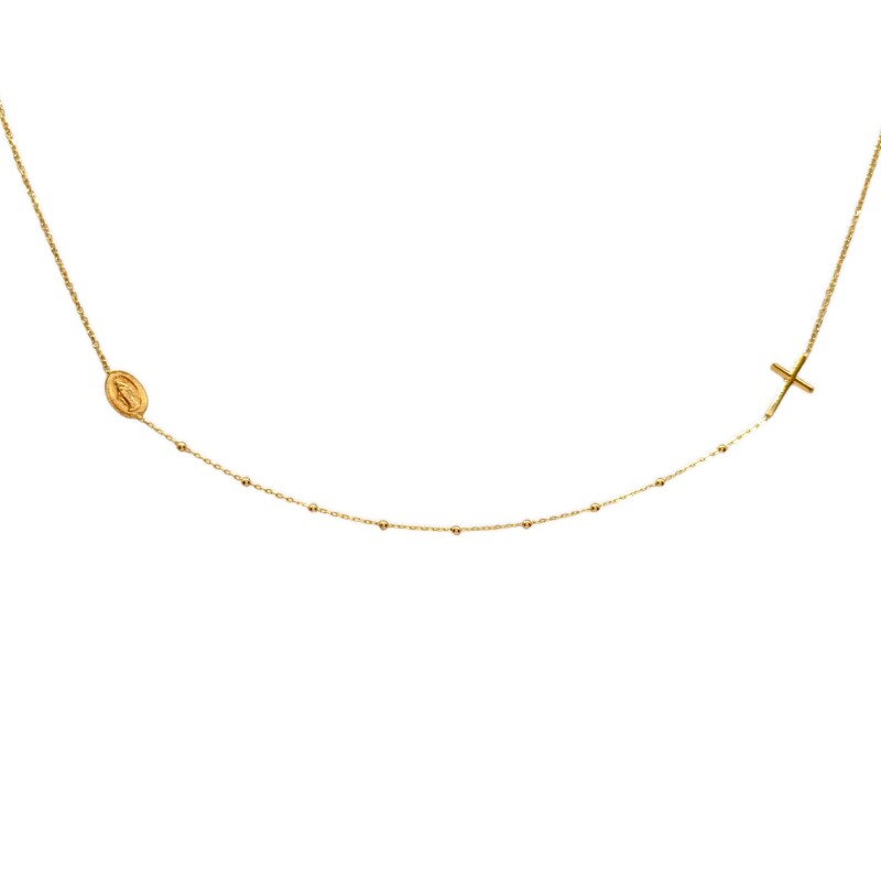 Conjunto Virgen Milagrosa-Oro bajo-Sin piedra-CJ8035 Sinpiedra