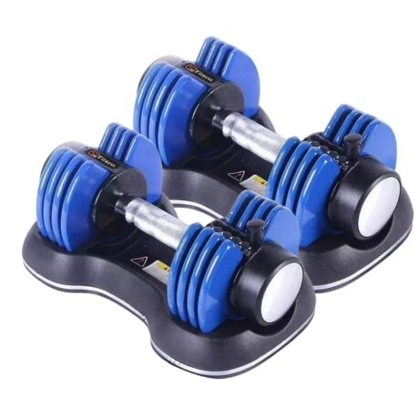 Set x2 mancuernas ajustable con base 12kg Azul