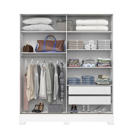 ROPERO 2 PUERTAS CORREDIZAS CON ESPEJO GUARDARROPA ARMARIO PLACARD CLOSET BLANCO