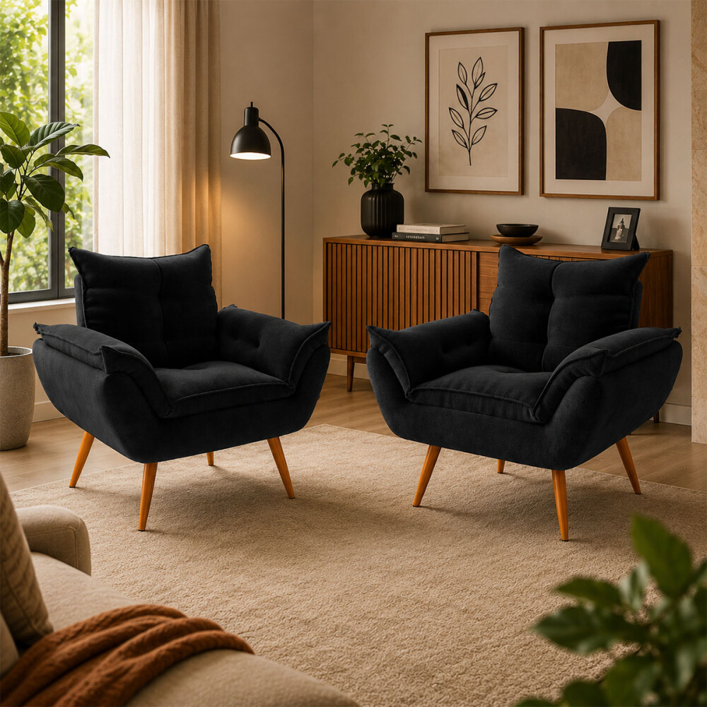 PROMO: Sillón Poltrona Turin 2 unidades Negro