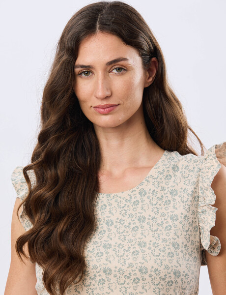 REMERA ESTAMPADA DE ALGODÓN Beige