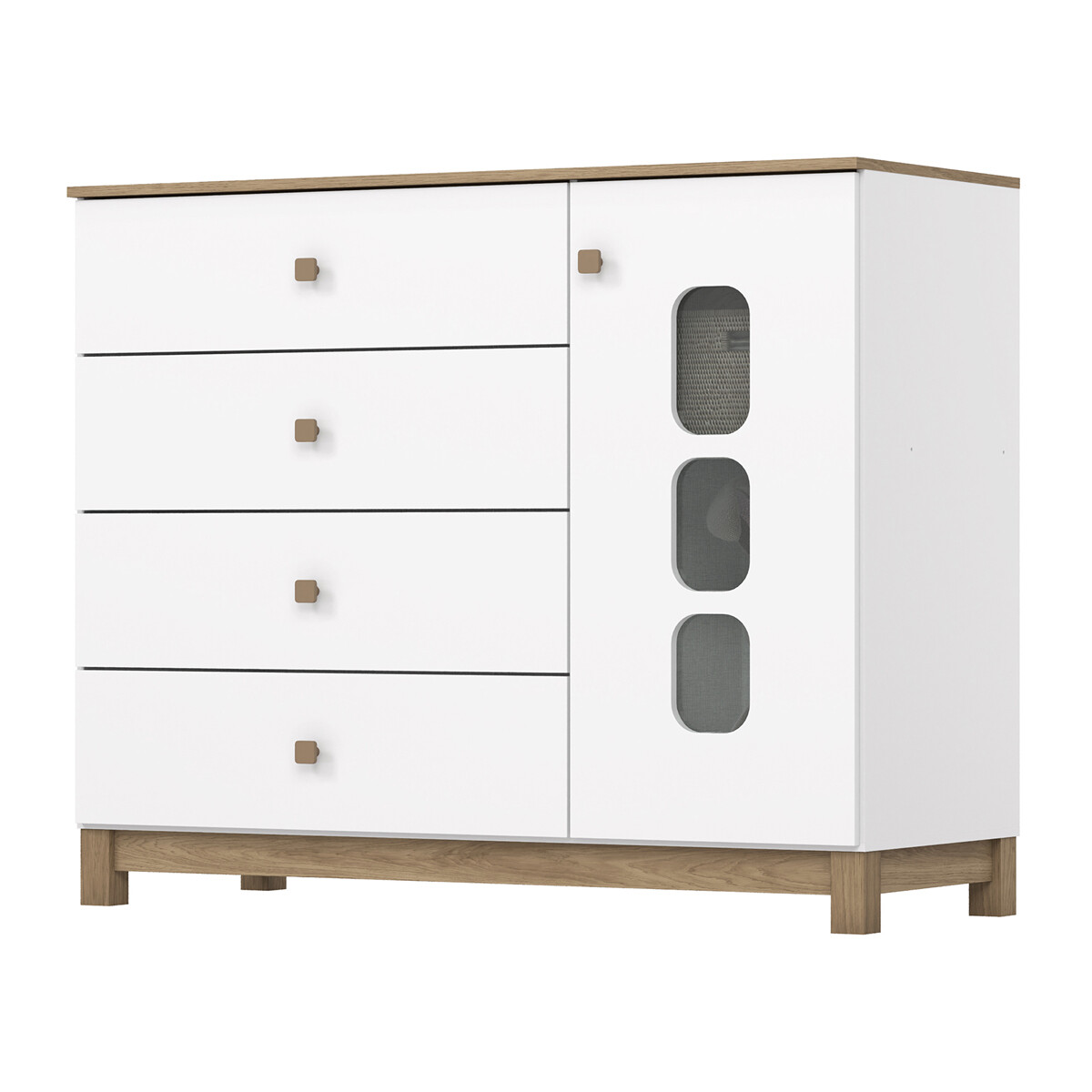 CÓMODA CAJONERA GUARDARROPA 4 CAJONES 1 PUERTA - INFANTIL 