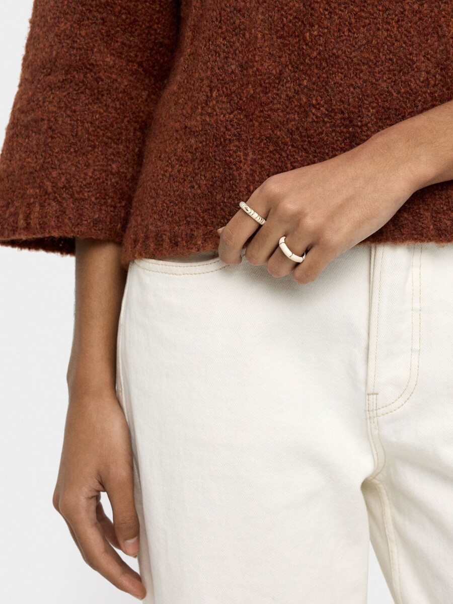 Set De Anillos Con Esmalte beige