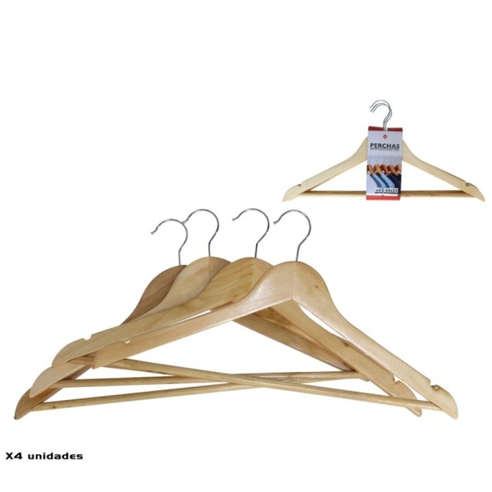 Perchas x4 44x23Cm -Madera Arce PERCHAS X4 44X23CM -MADERA ARCE