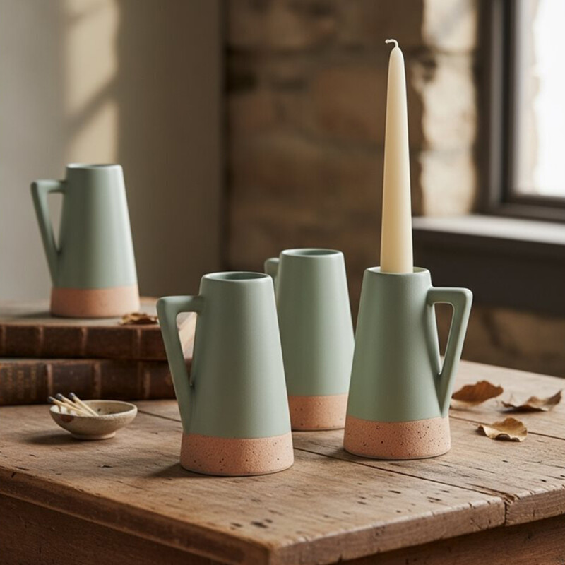 CANDELABRO ASA 6x5x8.3CM CERAMICA VERDE CANDELABRO ASA 6x5x8.3CM CERAMICA VERDE