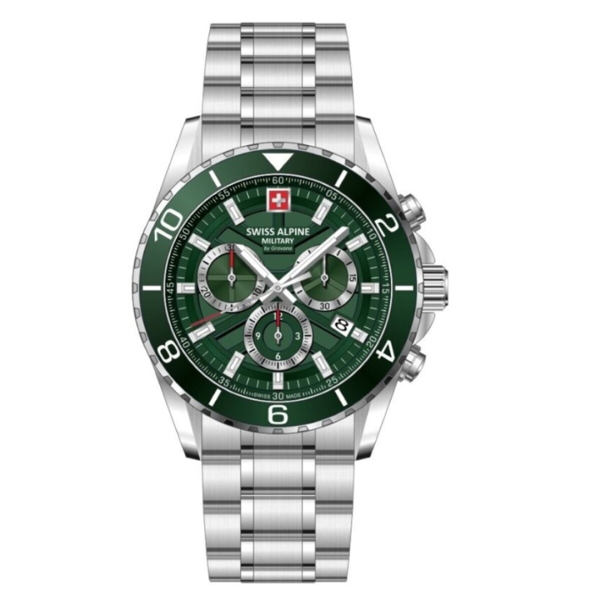 Reloj Swiss Alpine Military Sentinel 7073.9134 para Hombre con correa de acero - Verde 