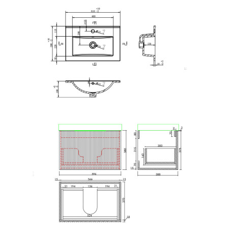 MUEBLE BARTOLI EN MDF LAQUEADO GRIS MATE C/ CAJON Y BACHA 61 x 39.5 x 38 cm GAMAS DE GRIS