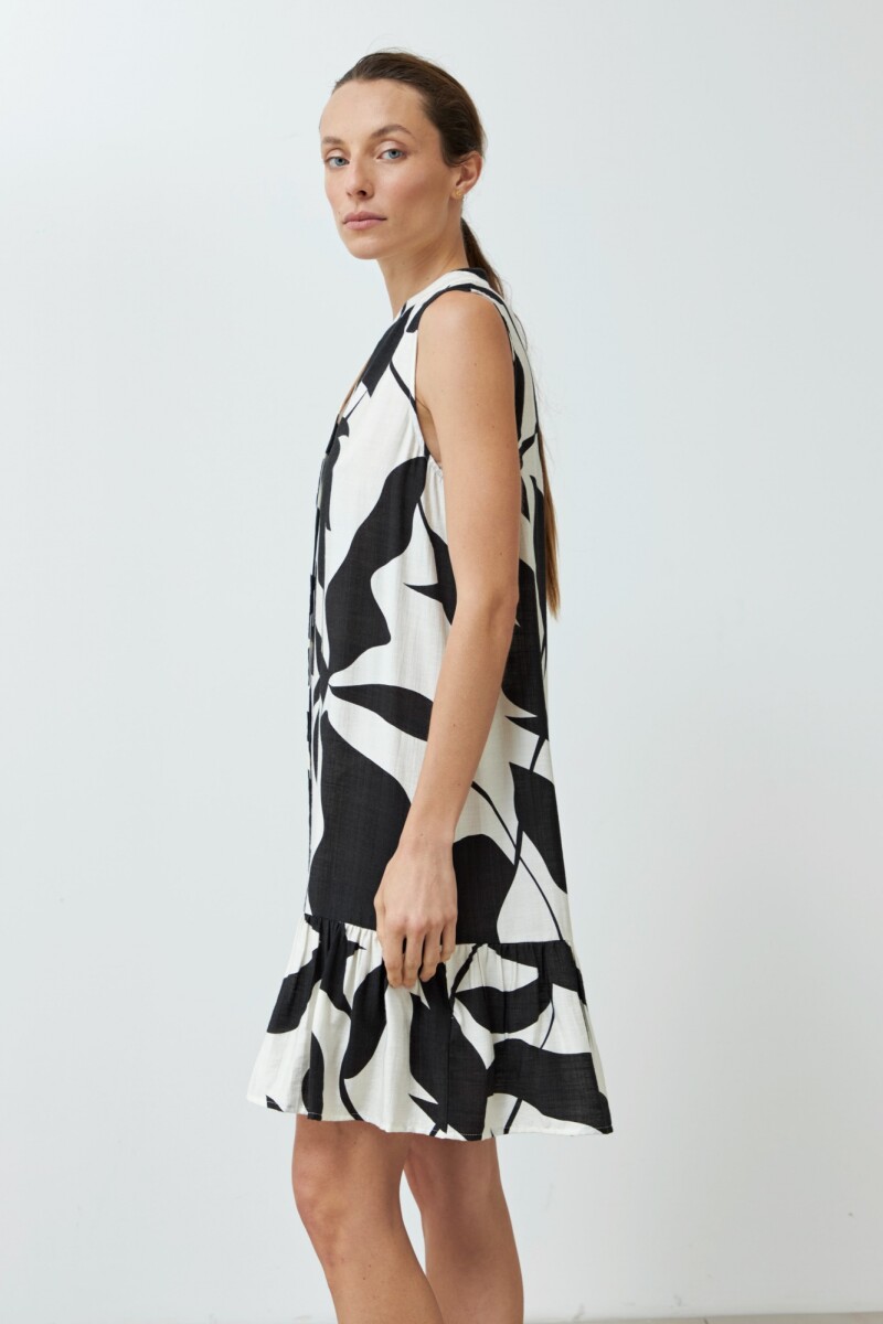 Vestido con estampa bicolor negro