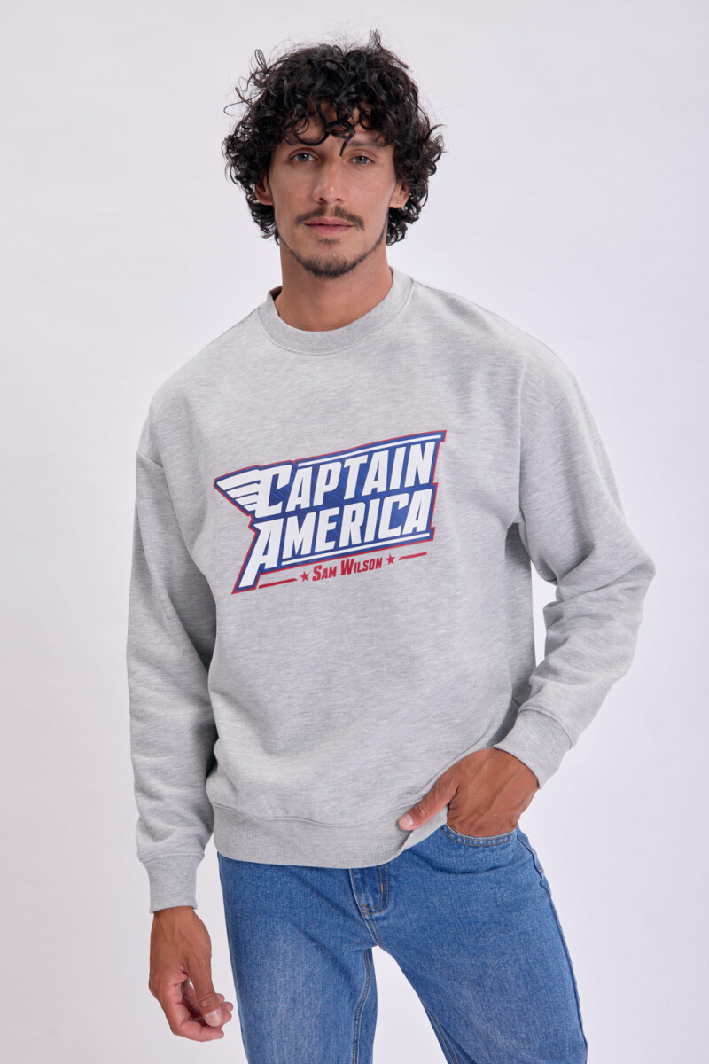 Buzo deportivo oversize Capitán América Gris Melange