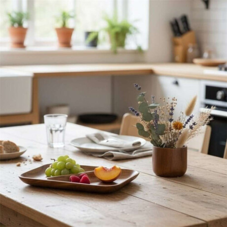 Bandeja Rectangular 2 Div 33X15X4Cm Madera