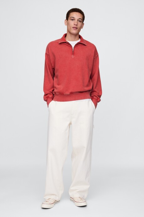 Buzo Deportivo Sin Felpa Medio Cierre Hombre Washed Red