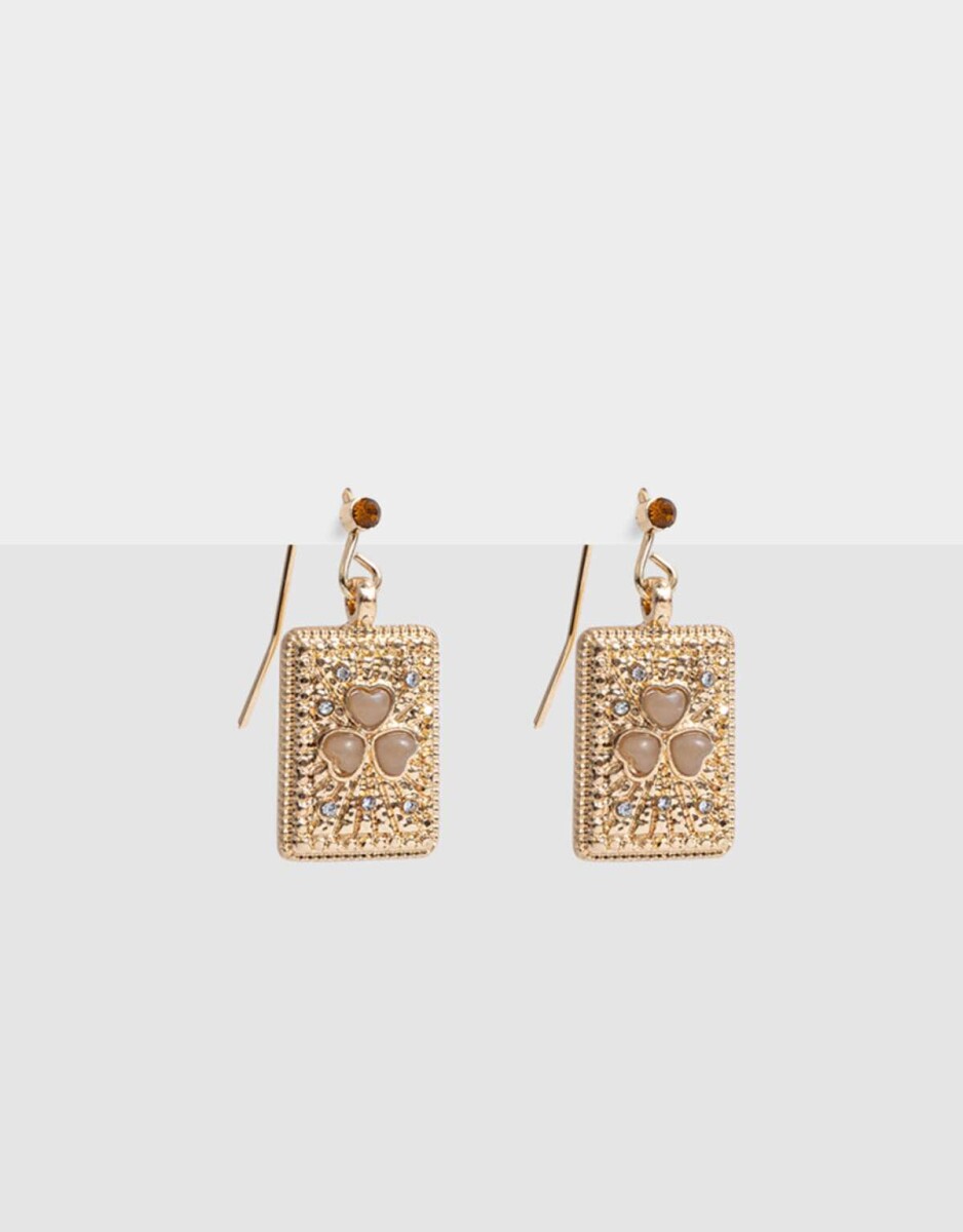 Aros Colgantes Cortos Con Strass - Dorado 