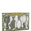 Set 4 piezas cepillos + peines + espejo Verde