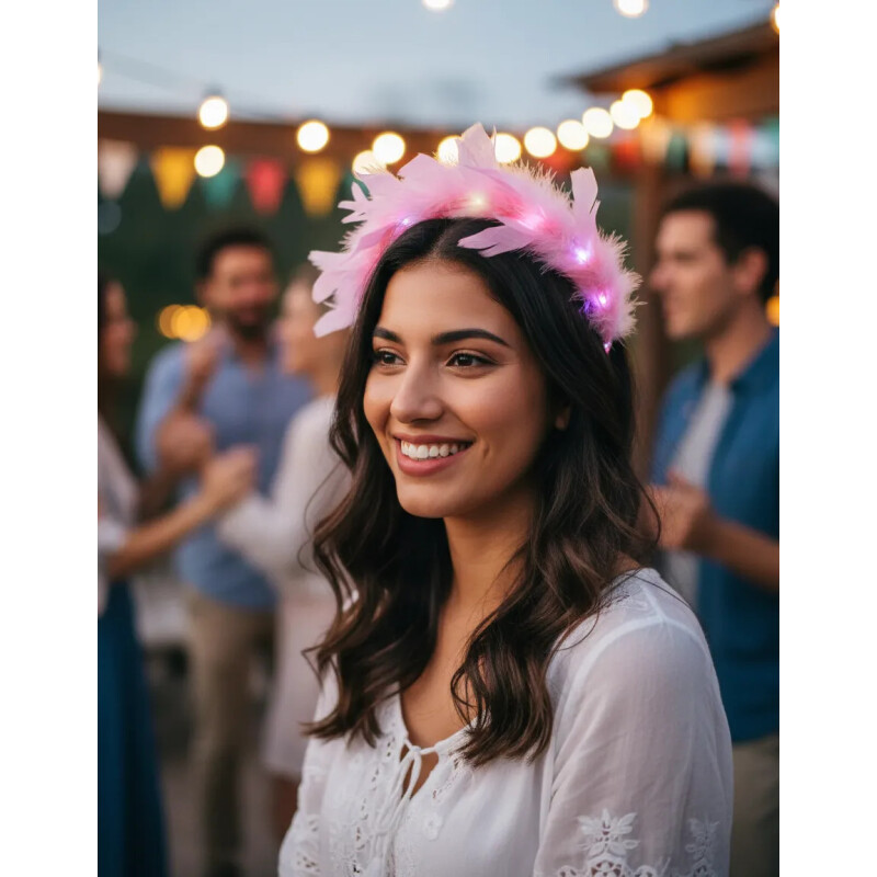 Corona de Plumas Rosado
