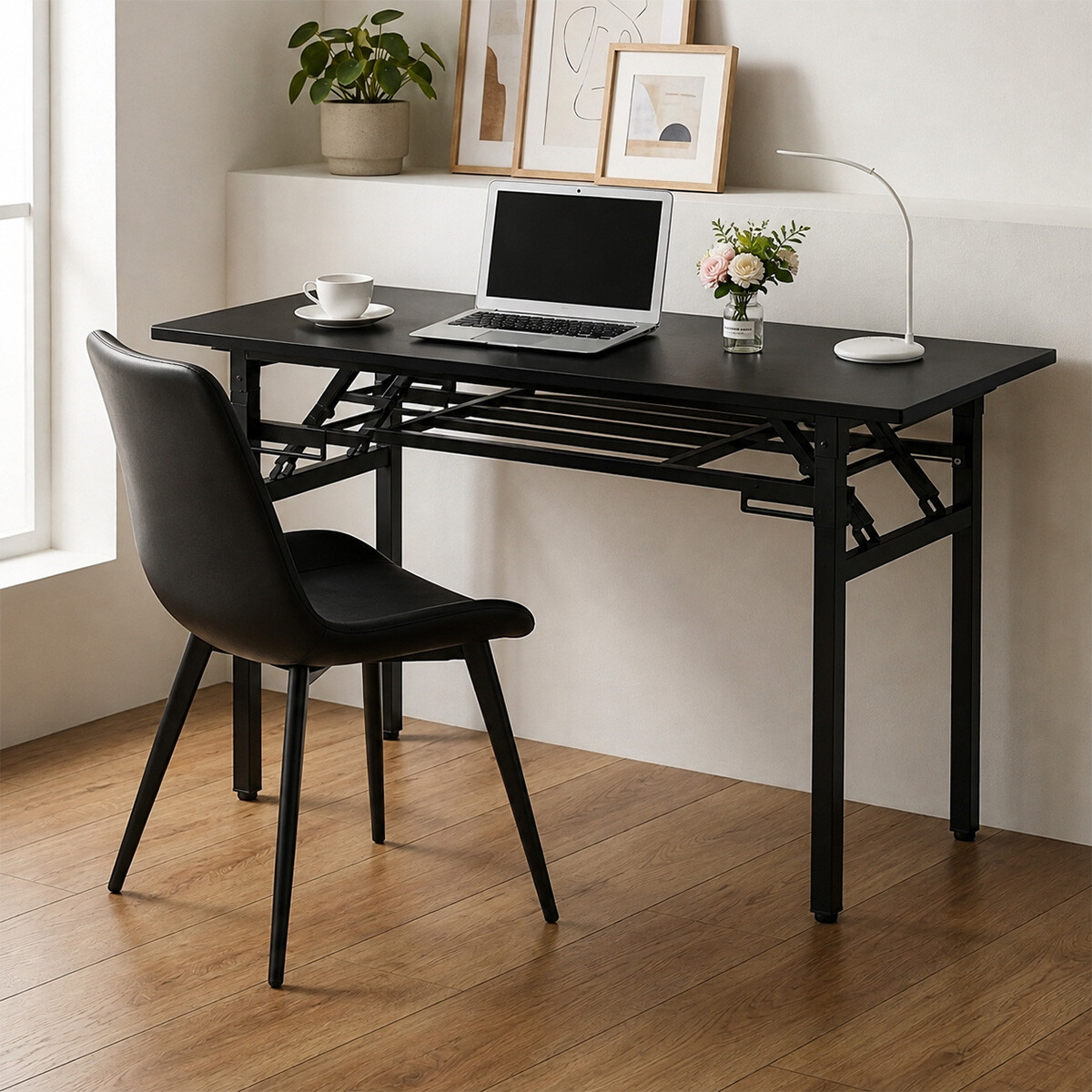 Escritorio Plegable Noffice 120x40 Cm Con Silla Incluida - Negro 