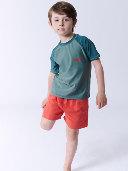 Short de baño liso Rojo