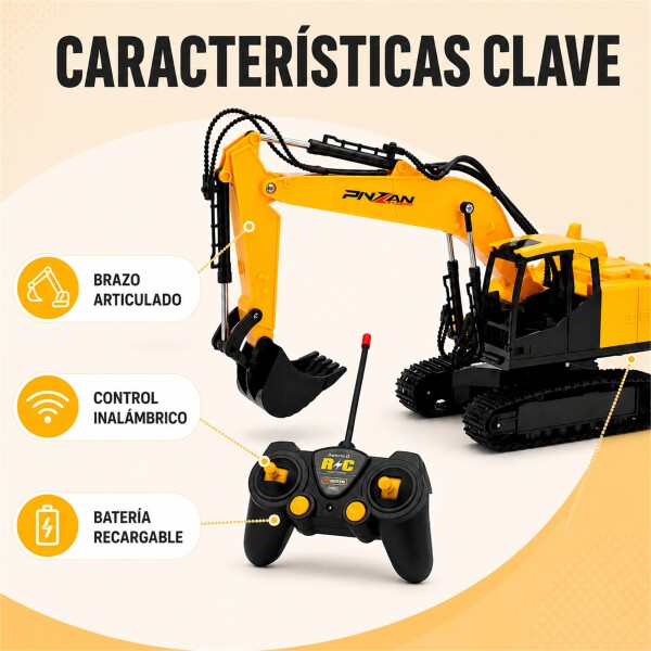 Excavadora a Control Remoto con Luz y Sonido 36 cm AMARILLO