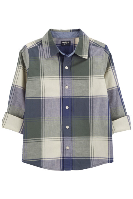 Camisa de algodón mangas ajustables y diseño a cuadros. Talles 6-14 Sin color