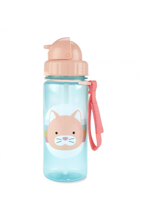 Botella con sorbito, diseño gato Sin color