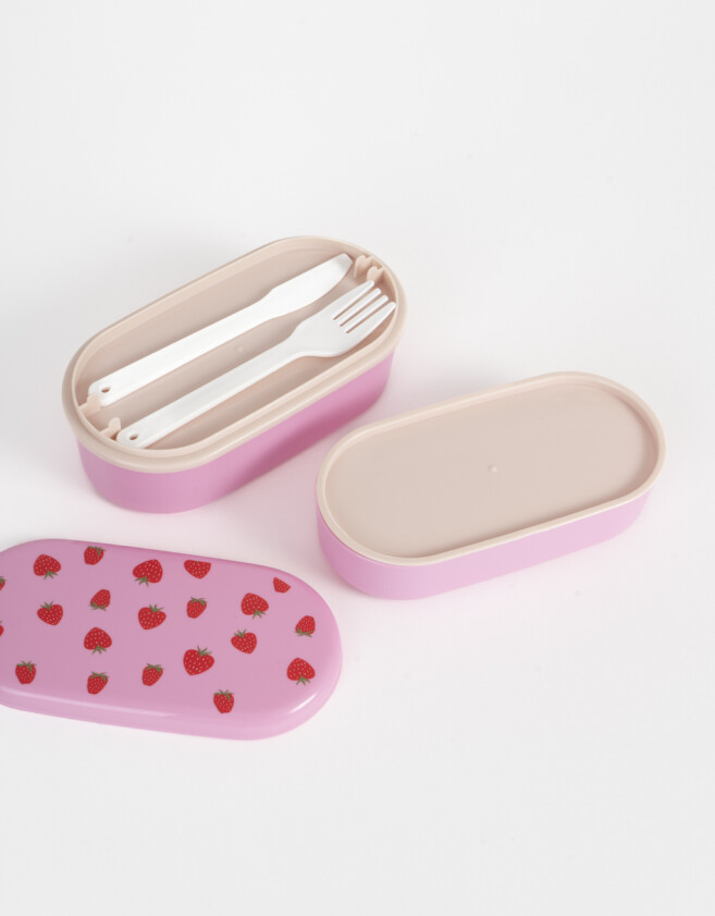 Artículos cocina Lunchera Con Cubiertos - Rosa Claro