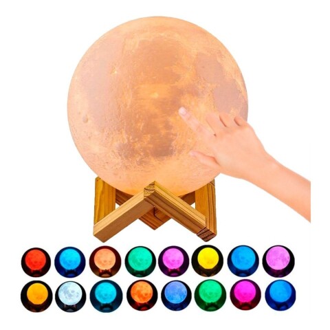 Lampara Veladora Luna 3d Con Base Madera 13cms Rgb Táctil Lampara Veladora Luna 3d Con Base Madera 13cms Rgb Táctil