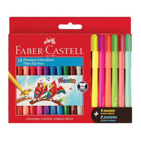 Marcador Faber Castell Fiesta x 12+ 4 Neon+ 2 Pastel Marcador Faber Castell Fiesta x 12+ 4 Neon+ 2 Pastel