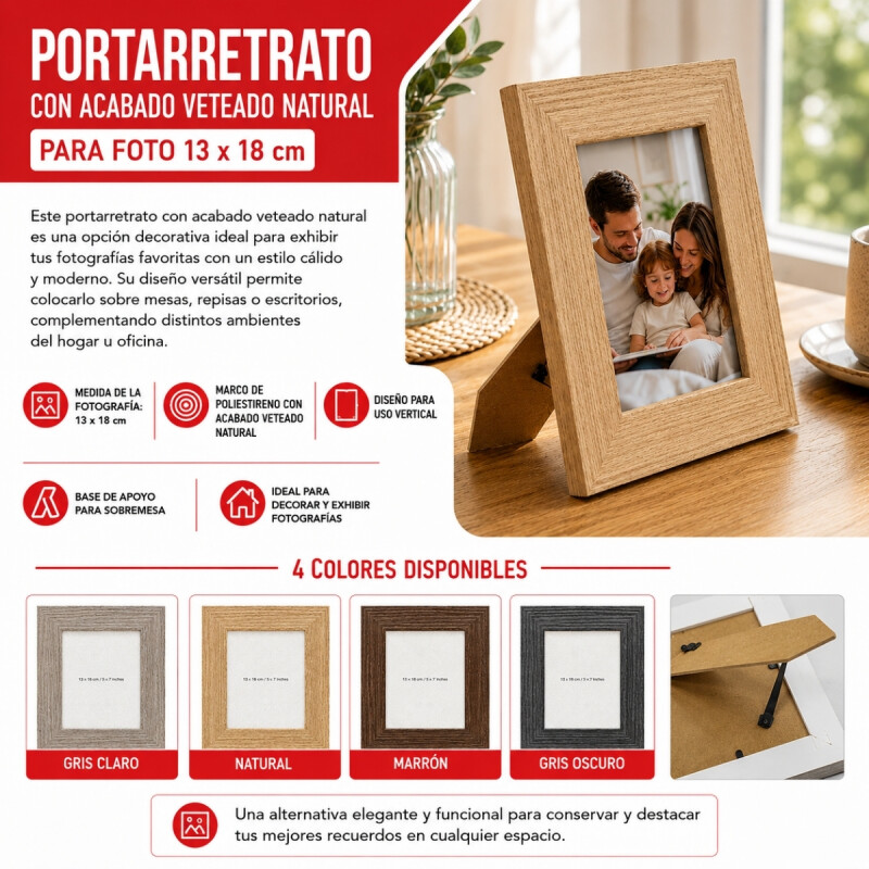 Portarretrato PS 13x18 cm veteado natural MARRON CLARO
