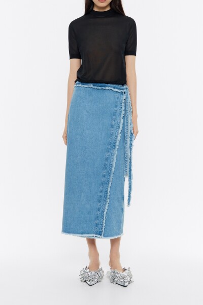 FALDA DENIM DESFLECADA Azul