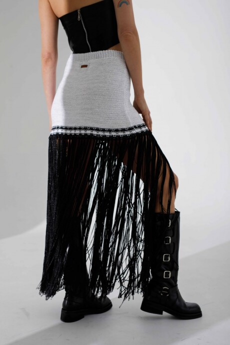 Falda New Formentera Blanco Lurex/Negro