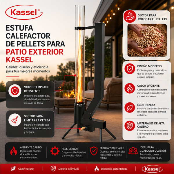 Estufa Calefactor Kassel De Pellets Ks-eep1 Exterior ESTUFA DE PELLETS EXTERIOR KS-EEP1