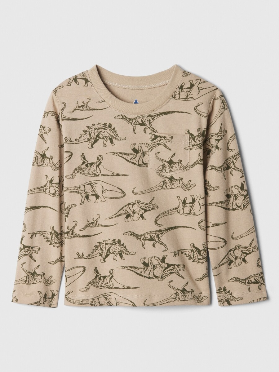Remera Grafico Manga Larga Toddler Niño - Khaki 