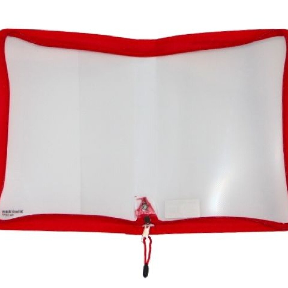 SOBRE YIL CON CIERRE DE COLOR B5 5977 TAPA TRANSPARENTE COLOR ROJO